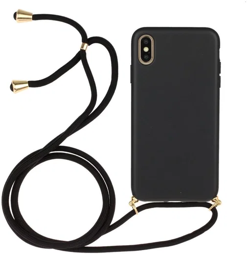 Apple iPhone X / XS Hoesje Back Cover Flexibel TPU met Koord Zwart afbeelding 1