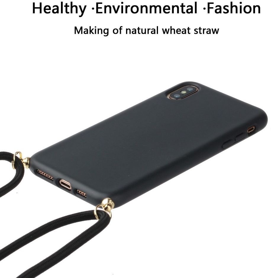 Apple iPhone X / XS Hoesje Back Cover Flexibel TPU met Koord Zwart afbeelding 3