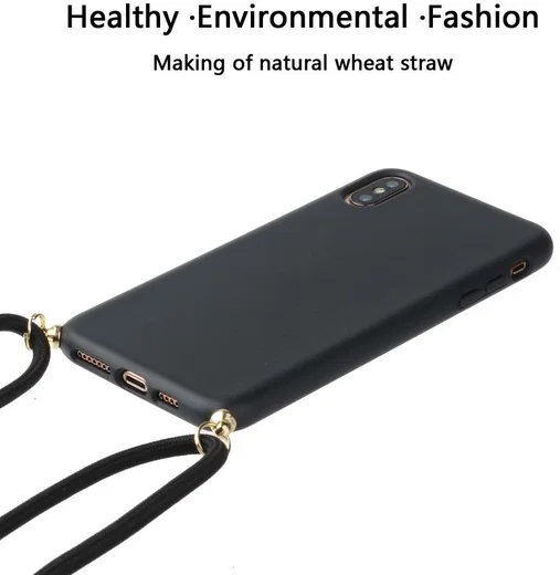 Apple iPhone X / XS Hoesje Back Cover Flexibel TPU met Koord Zwart afbeelding 3