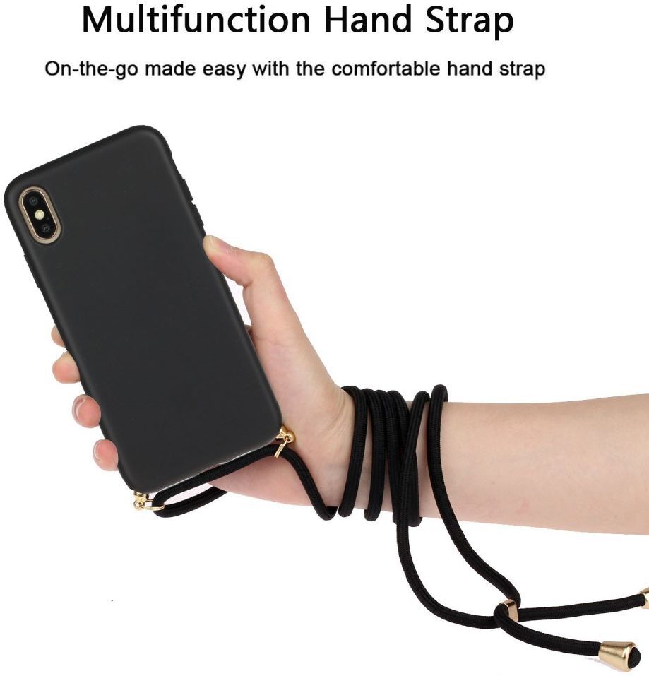 Apple iPhone X / XS Hoesje Back Cover Flexibel TPU met Koord Zwart afbeelding 4