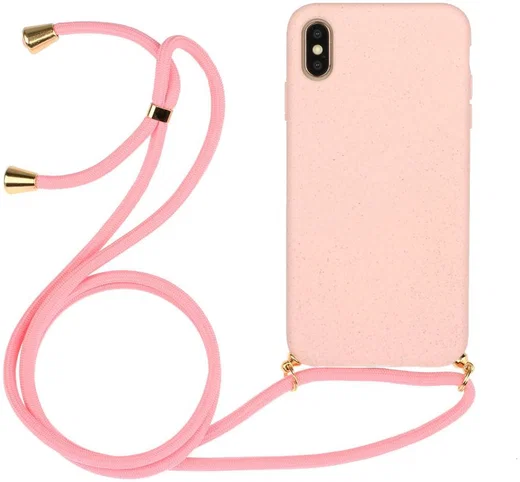 Apple iPhone X / XS Hoesje Back Cover Flexibel TPU met Koord Roze afbeelding 1