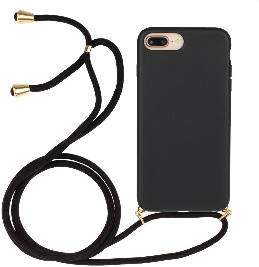 Apple iPhone 6 Plus / 6S Plus / 7 Plus / 8 Plus Hoesje met Koord Zwart afbeelding 1