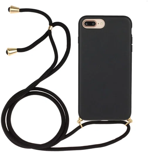 Apple iPhone 6 Plus / 6S Plus / 7 Plus / 8 Plus Hoesje met Koord Zwart afbeelding 1