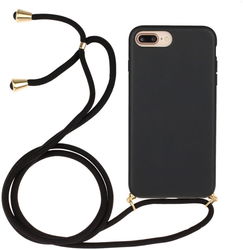 Apple iPhone 6 Plus / 6S Plus / 7 Plus / 8 Plus Hoesje met Koord Zwart afbeelding