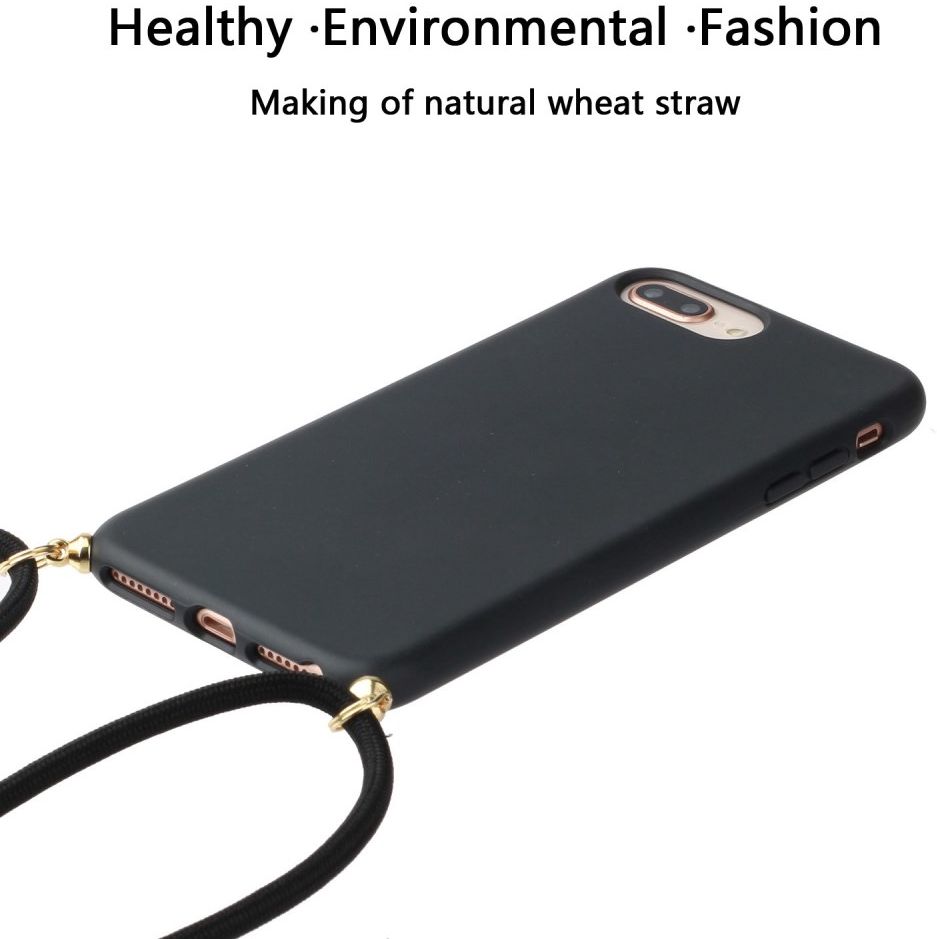 Apple iPhone 6 Plus / 6S Plus / 7 Plus / 8 Plus Hoesje met Koord Zwart afbeelding 2