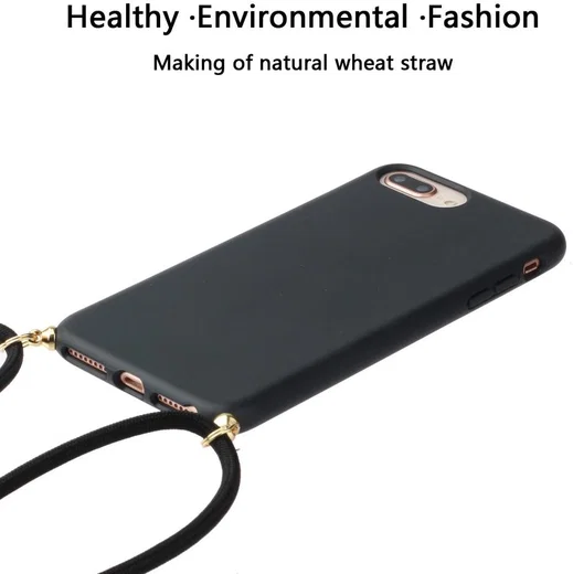 Apple iPhone 6 Plus / 6S Plus / 7 Plus / 8 Plus Hoesje met Koord Zwart afbeelding 2