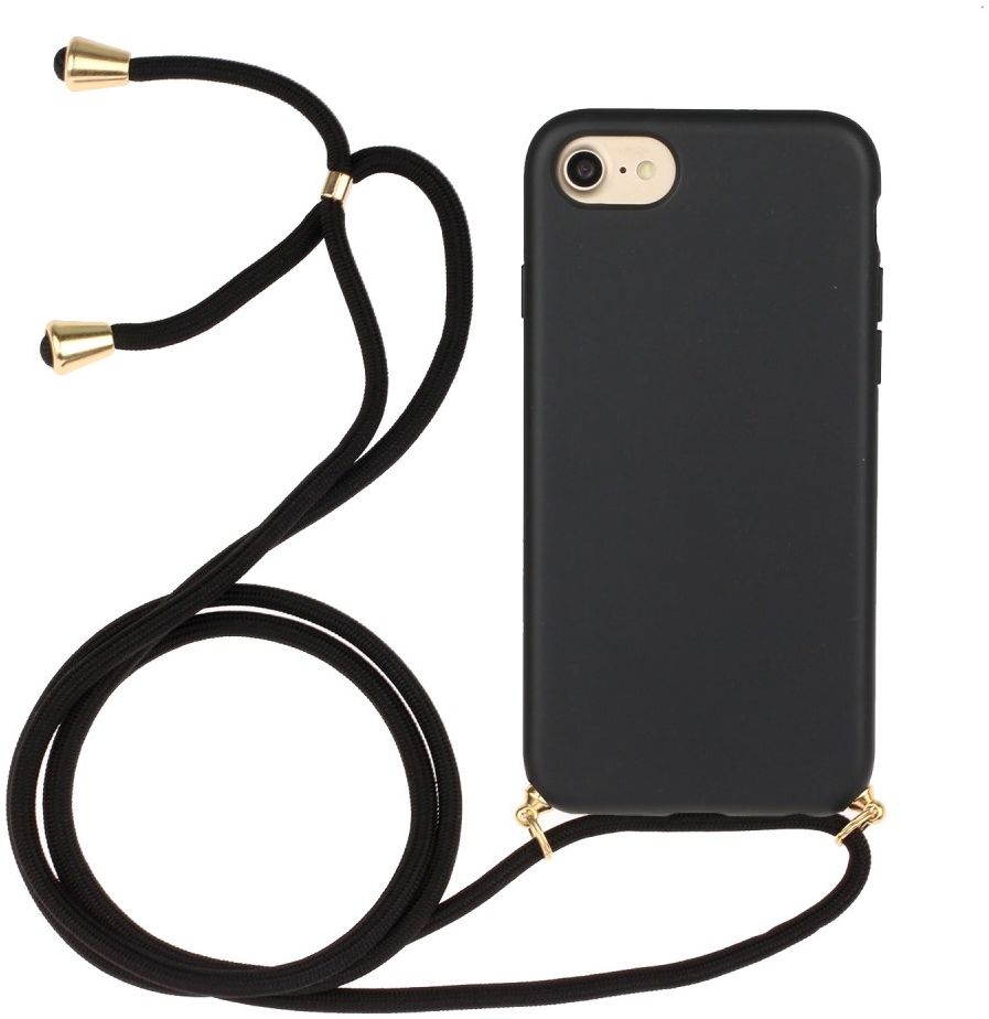 Apple iPhone 6/6S/7/8 Hoesje Back Cover Flexibel TPU met Koord Zwart afbeelding 1