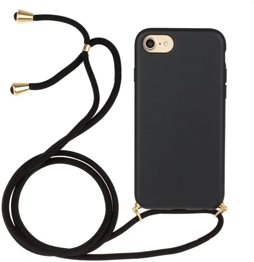 Apple iPhone 6/6S/7/8 Hoesje Back Cover Flexibel TPU met Koord Zwart afbeelding 1