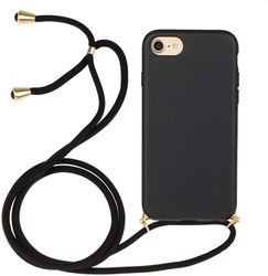 Apple iPhone 6/6S/7/8 Hoesje Back Cover Flexibel TPU met Koord Zwart afbeelding