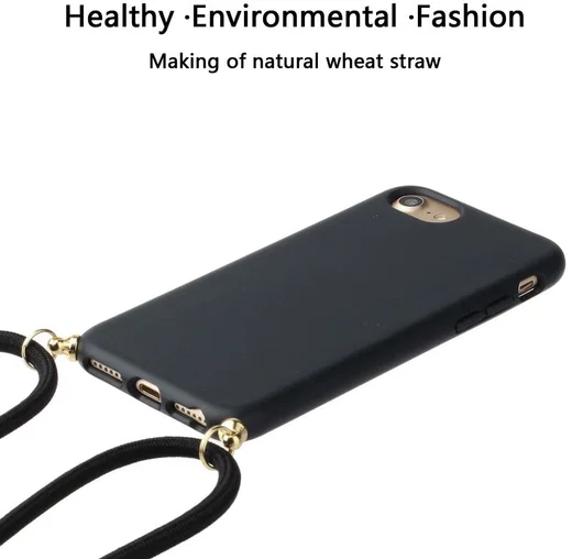 Apple iPhone 6/6S/7/8 Hoesje Back Cover Flexibel TPU met Koord Zwart afbeelding 4