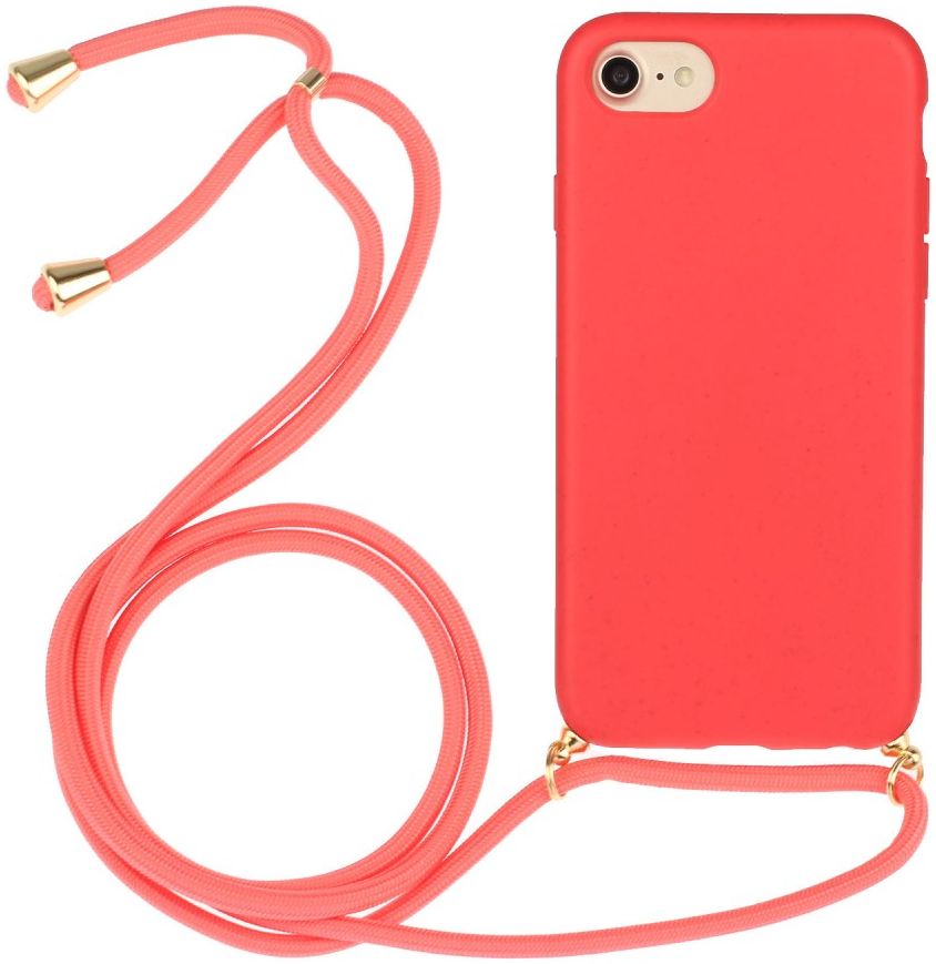 Apple iPhone 6/6S/7/8 Hoesje Back Cover Flexibel TPU met Koord Rood afbeelding 1