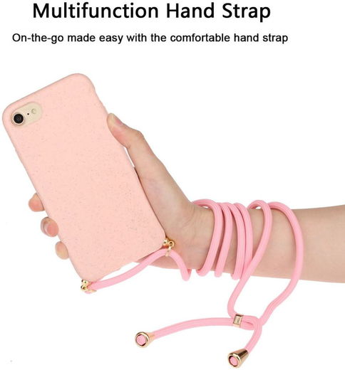 Apple iPhone 6/6S/7/8 Hoesje Back Cover Flexibel TPU met Koord Roze afbeelding 3