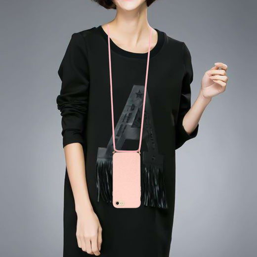 Apple iPhone 6/6S/7/8 Hoesje Back Cover Flexibel TPU met Koord Roze afbeelding 2