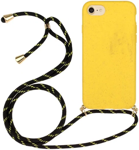 Apple iPhone 6/6S/7/8 Hoesje Back Cover Flexibel TPU met Koord Geel afbeelding 1