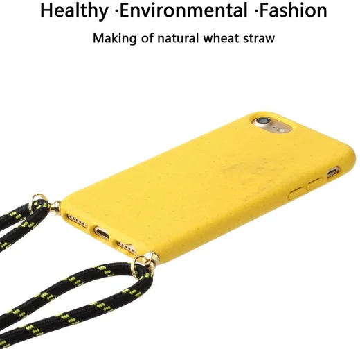 Apple iPhone 6/6S/7/8 Hoesje Back Cover Flexibel TPU met Koord Geel afbeelding 4