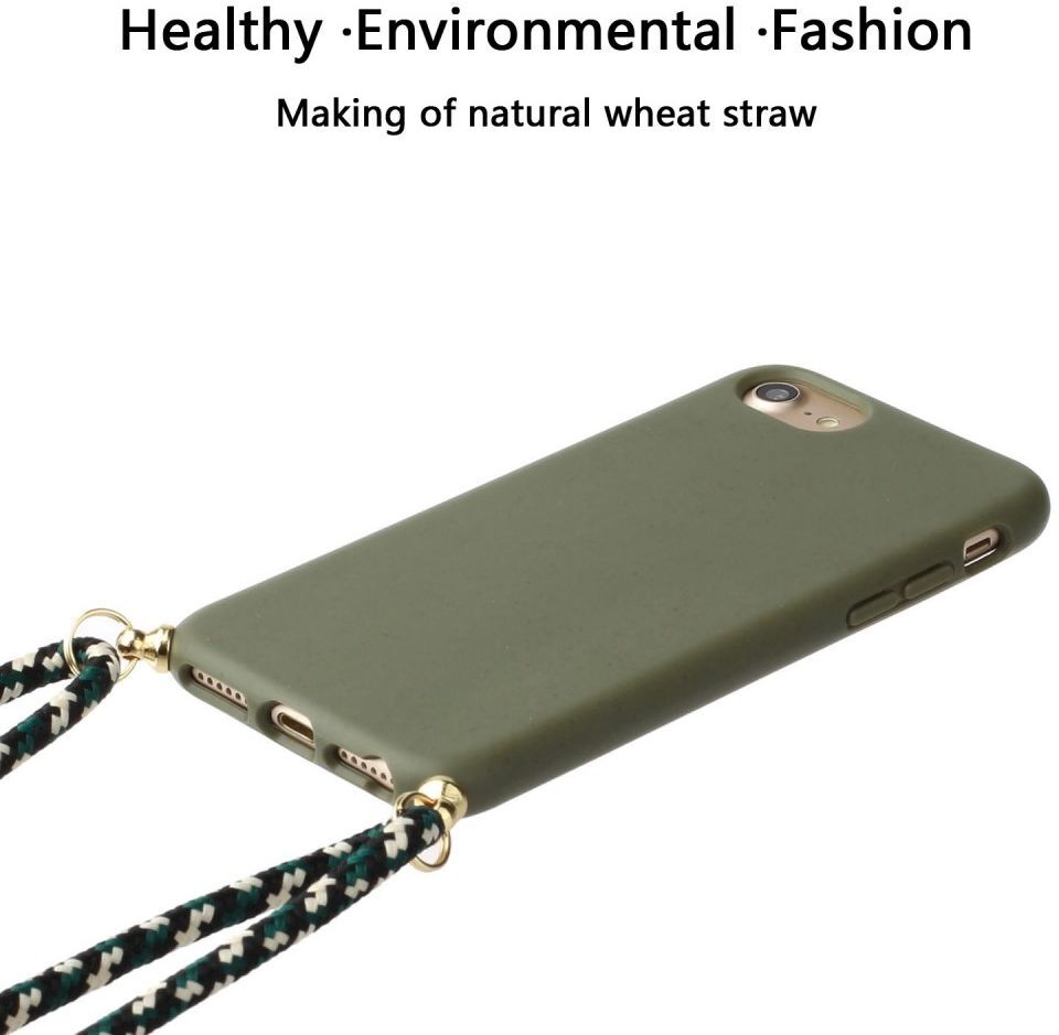 Apple iPhone 6/6S/7/8 Hoesje Back Cover Flexibel TPU met Koord Groen afbeelding 4