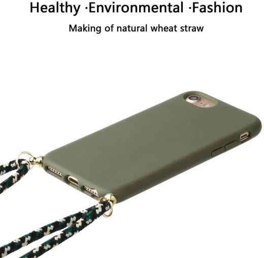 Apple iPhone 6/6S/7/8 Hoesje Back Cover Flexibel TPU met Koord Groen afbeelding 4