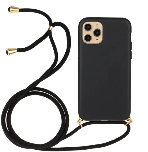 Apple iPhone 11 Pro Hoesje Back Cover Flexibel TPU met Koord Zwart afbeelding 1
