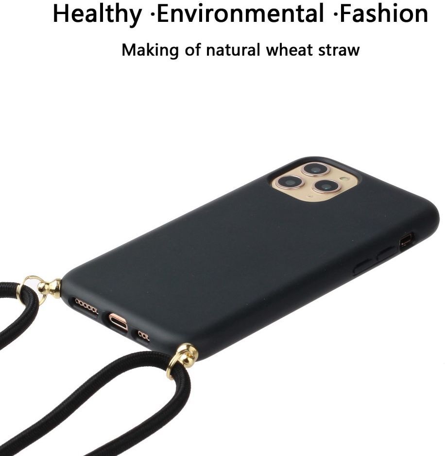 Apple iPhone 11 Pro Hoesje Back Cover Flexibel TPU met Koord Zwart afbeelding 3