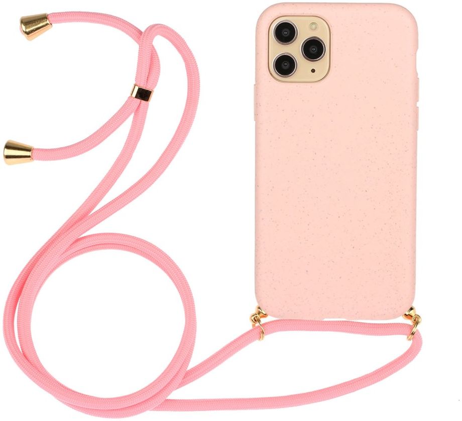 Apple iPhone 11 Pro Hoesje Back Cover Flexibel TPU met Koord LichtRoze afbeelding 1