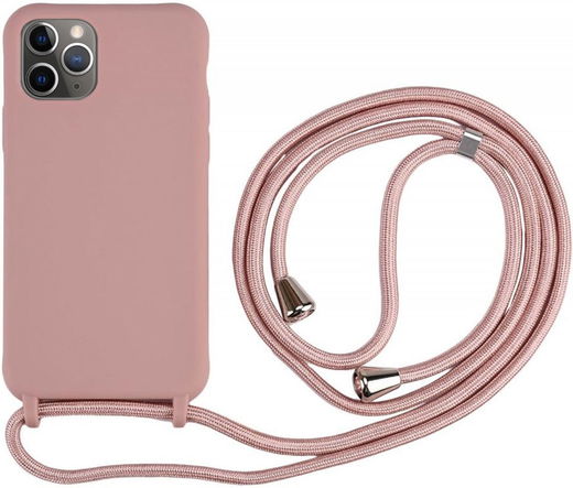 Apple iPhone 11 Pro Hoesje Back Cover Flexibel TPU met Koord Roze afbeelding 1