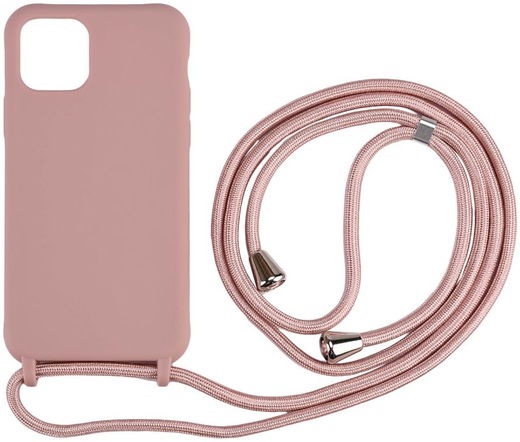 Apple iPhone 11 Pro Hoesje Back Cover Flexibel TPU met Koord Roze afbeelding 2