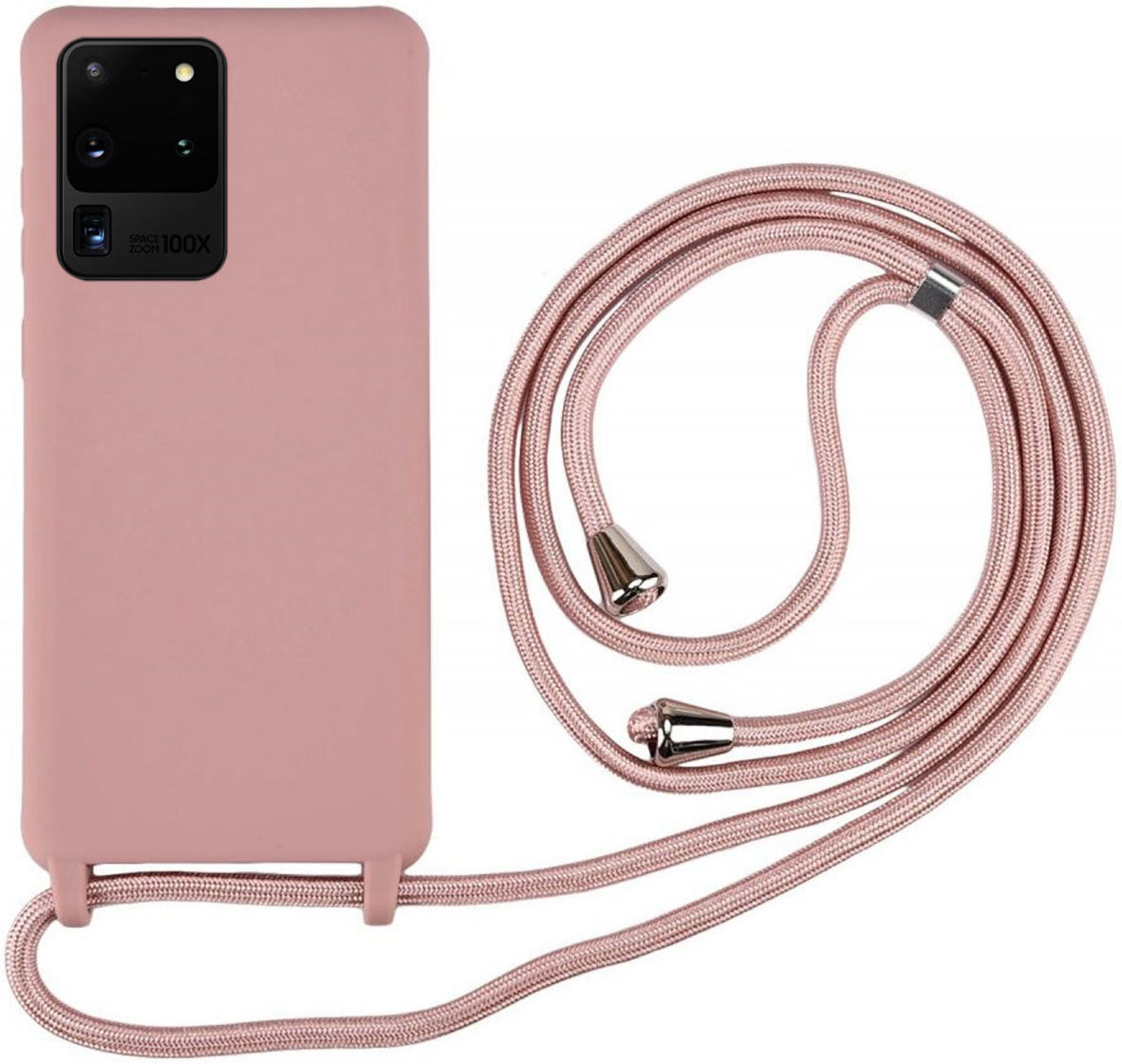Samsung Galaxy S20 Ultra Hoesje Back Cover TPU met Koord Roze afbeelding 1