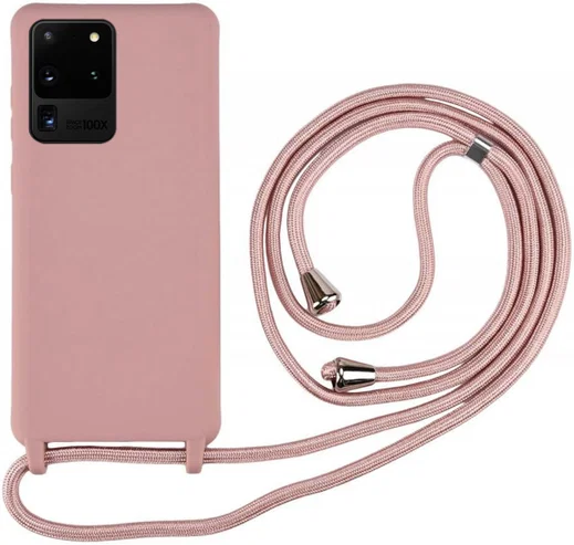 Samsung Galaxy S20 Ultra Hoesje Back Cover TPU met Koord Roze afbeelding 1