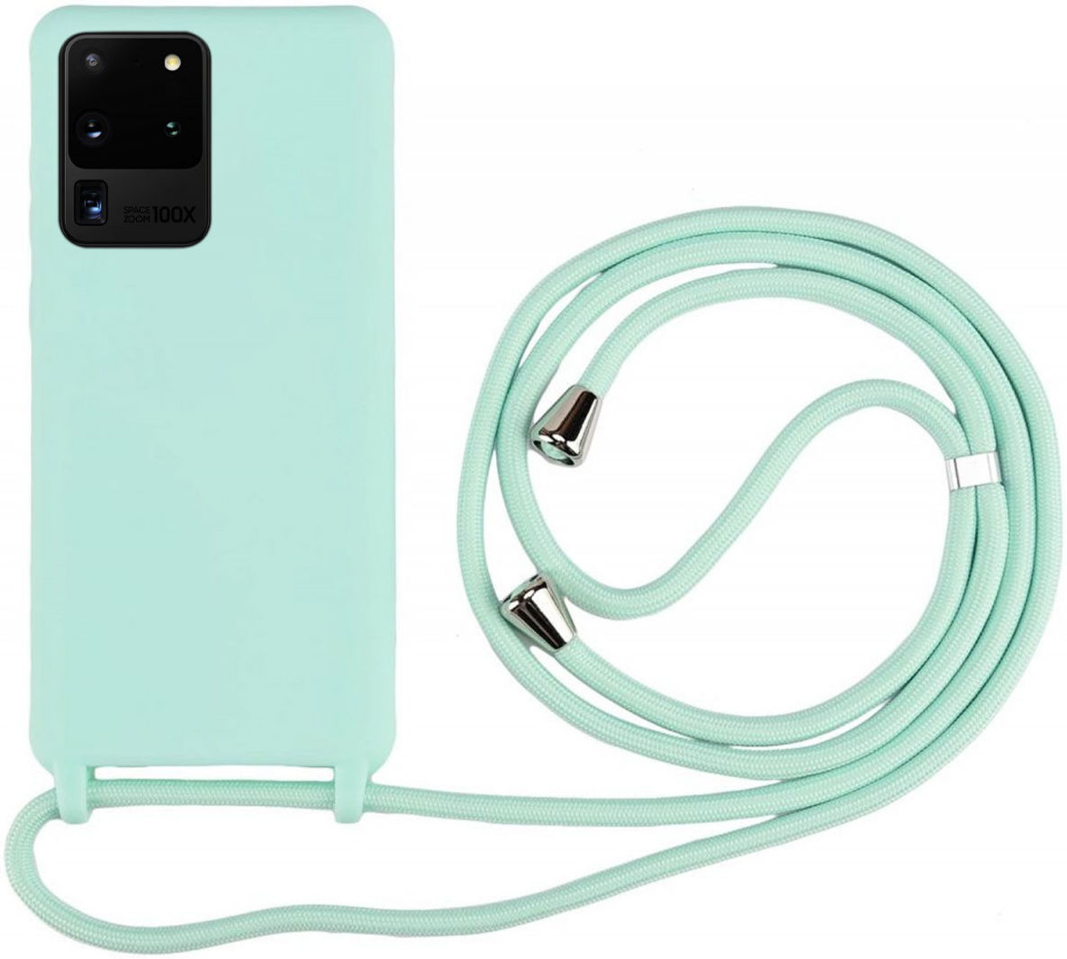 Samsung Galaxy S20 Ultra Hoesje Back Cover TPU met Koord LichtGroen afbeelding 1