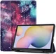 Samsung Galaxy Tab S7 Hoesje Tri-Fold Book Case Galaxy Print afbeelding 1