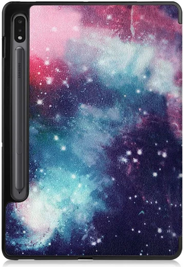 Samsung Galaxy Tab S7 Hoesje Tri-Fold Book Case Galaxy Print afbeelding 8