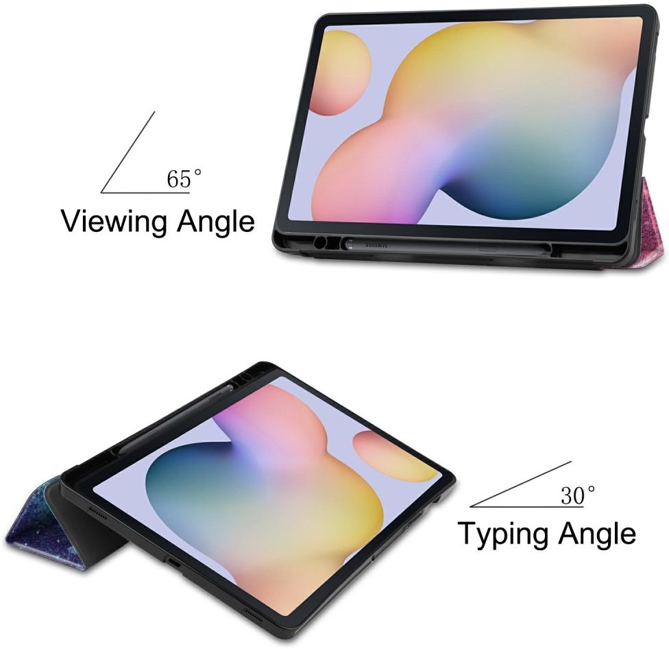 Samsung Galaxy Tab S7 Hoesje Tri-Fold Book Case Galaxy Print afbeelding 12