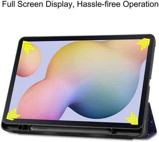 Samsung Galaxy Tab S7 Hoesje Tri-Fold Book Case Galaxy Print afbeelding 13