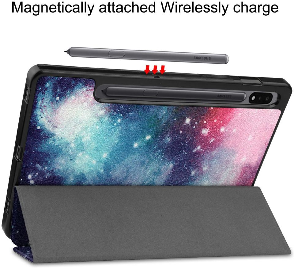Samsung Galaxy Tab S7 Hoesje Tri-Fold Book Case Galaxy Print afbeelding 15