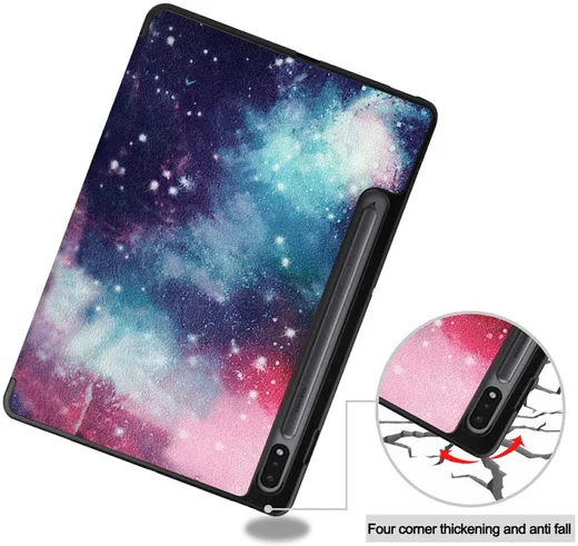 Samsung Galaxy Tab S7 Hoesje Tri-Fold Book Case Galaxy Print afbeelding 16