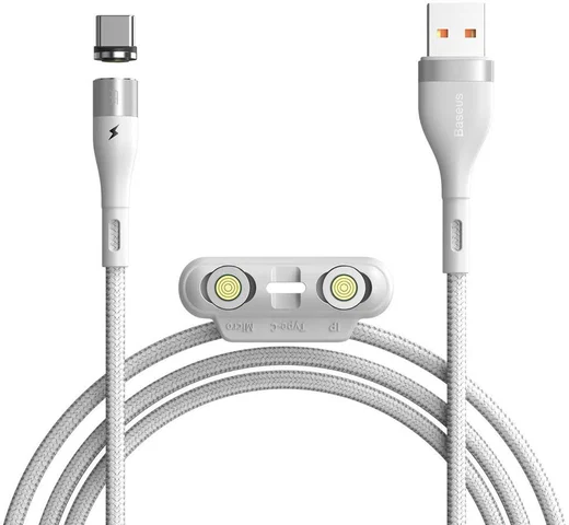 Baseus Zinc Magnetische 3 in 1 Fast Charging Data Kabel 3A Wit afbeelding 1