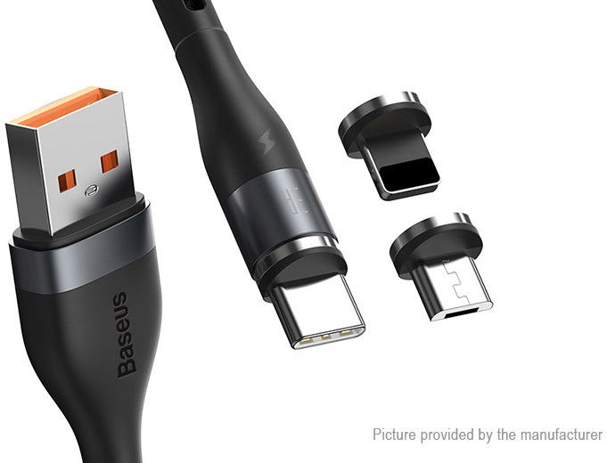 Baseus Zinc Magnetische 3-in-1 Fast Charging Kabel 3A 1 Meter Zwart afbeelding 2