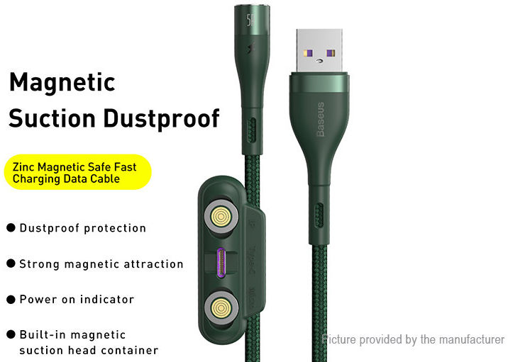 Baseus Zinc Magnetische 3-in-1 Fast Charging Kabel 5A 1 Meter Groen afbeelding 11
