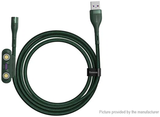 Baseus Zinc Magnetische 3-in-1 Fast Charging Kabel 5A 1 Meter Groen afbeelding 4