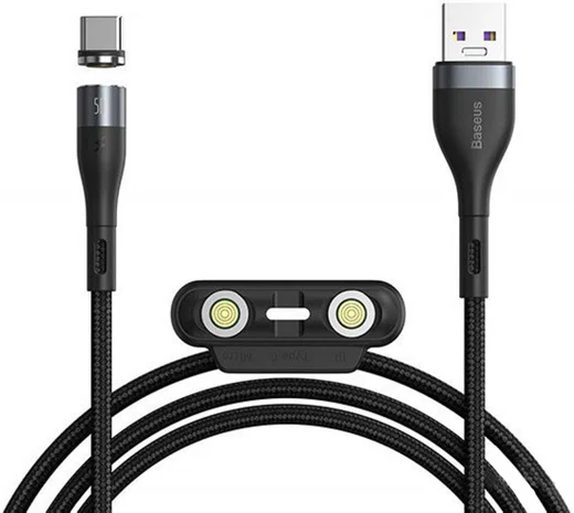 Baseus Zinc Magnetische 3 in 1 Fast Charging Data Kabel 5A Zwart afbeelding 1