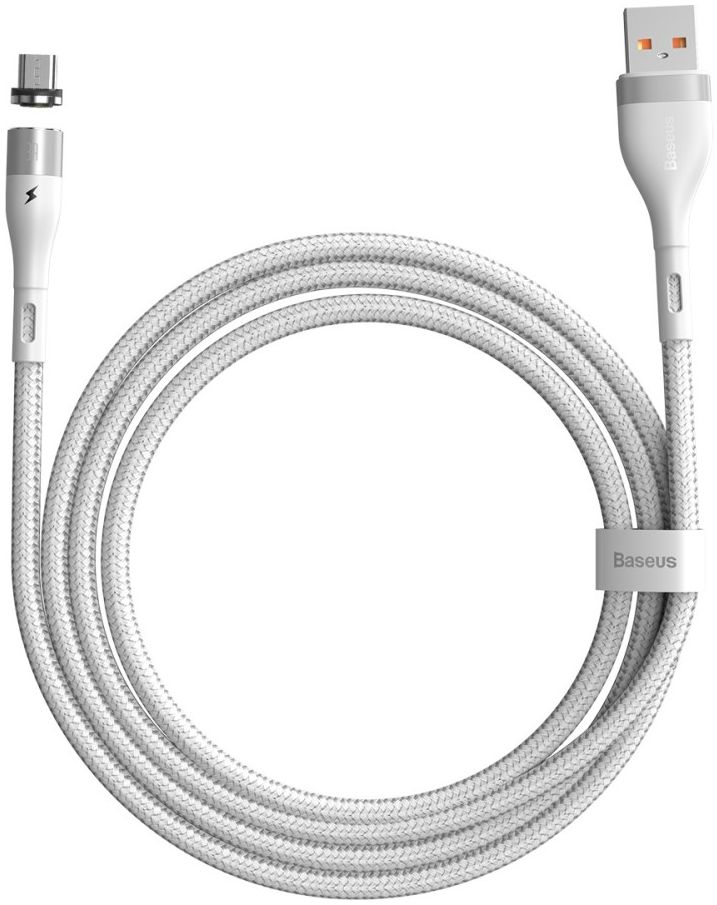 Baseus Zinc Magnetische Micro-USB 2.1A Fast Charging Data Kabel Wit afbeelding 2