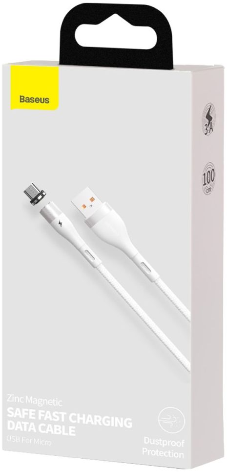 Baseus Zinc Magnetische Micro-USB 2.1A Fast Charging Data Kabel Wit afbeelding 3