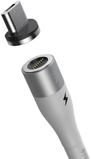 Baseus Zinc Magnetische Micro-USB 2.1A Fast Charging Data Kabel Wit afbeelding 5