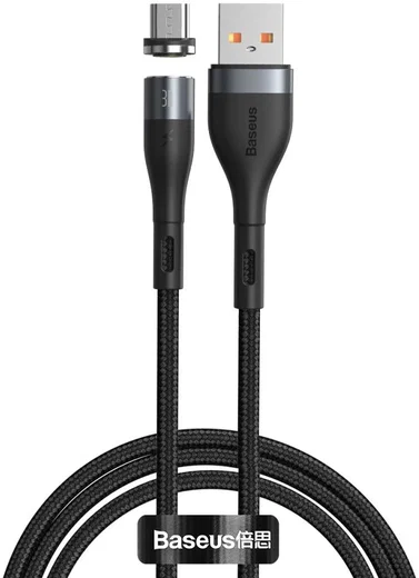 Baseus Zinc Magnetische Micro-USB 2.1A Fast Charging Data Kabel Zwart afbeelding 1