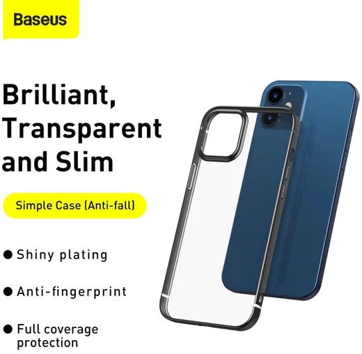 Baseus Shining Apple iPhone 12 Hoesje TPU Transparant Zwart afbeelding 7