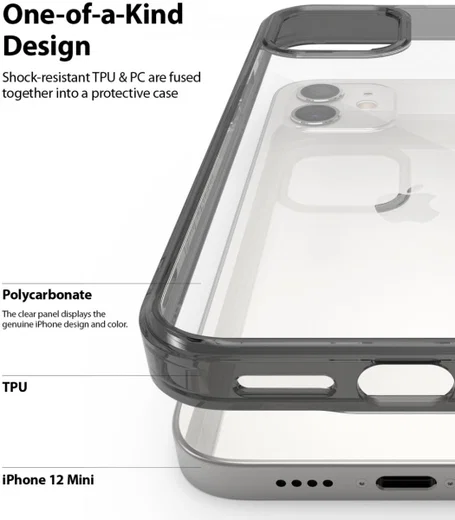 Ringke Fusion Apple iPhone 12 Mini Hoesje Transparant/Zwart afbeelding 7