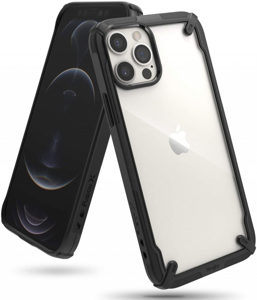 Ringke Fusion X Apple iPhone 12 / 12 Pro Hoesje Transparant Zwart afbeelding 1