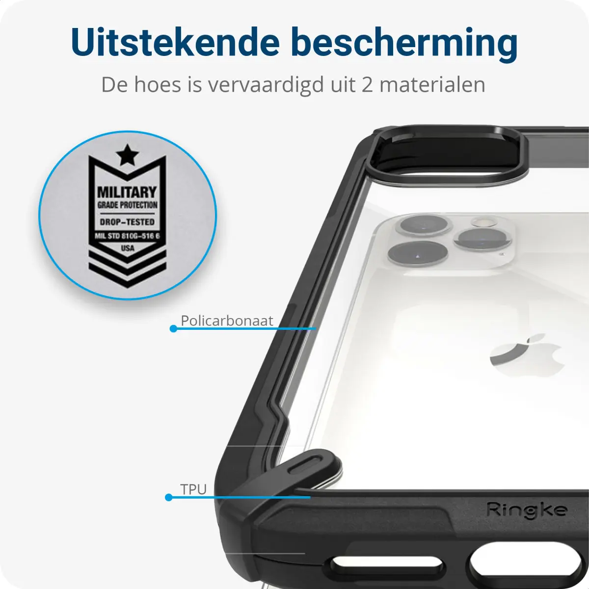 Ringke Fusion X Apple iPhone 12 / 12 Pro Hoesje Transparant Zwart afbeelding 3
