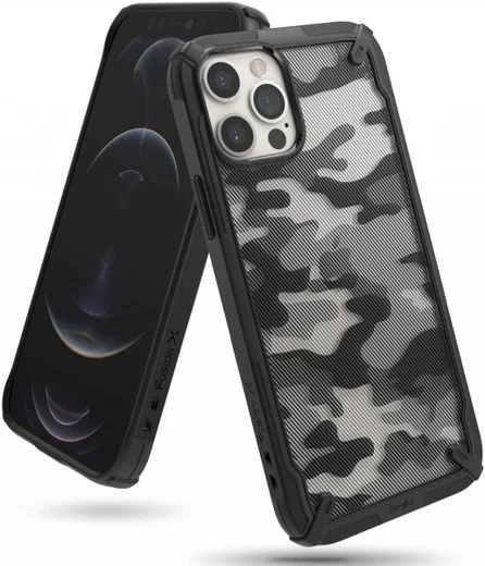 Ringke Fusion X Apple iPhone 12 / 12 Pro Hoesje Camo Zwart afbeelding 1