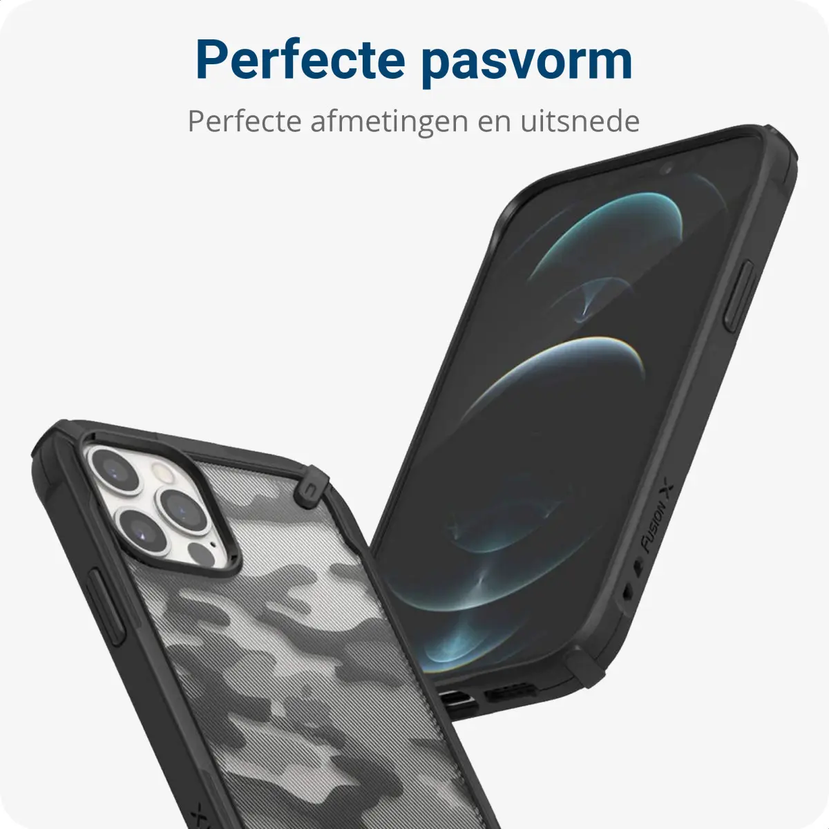 Ringke Fusion X Apple iPhone 12 / 12 Pro Hoesje Camo Zwart afbeelding 2